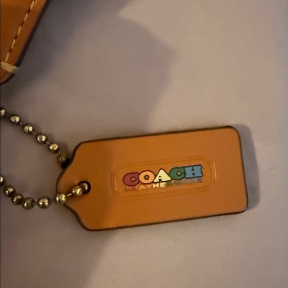 Coach Tan Leather Tag with Multicolor Logo - Picture 2 of 4